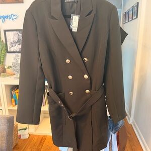 Double-Breasted Black Blazer Dress w/ belt
